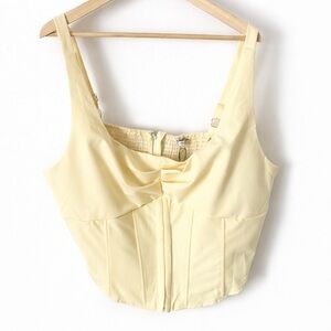 Fashion Nova Butter Yellow Corset Tank Top 3X NWT Structured Crop Blouse Plus
